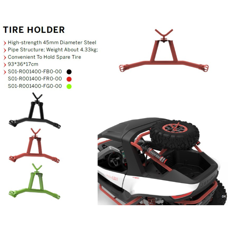 Segway Villain holder for spare tire - Black  (Spare Tire and rim not included)
