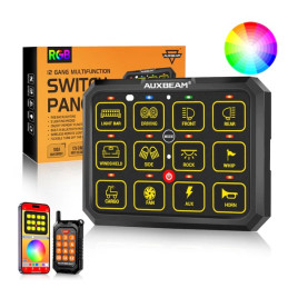 Auxbeam AC-1200 RGB Switch Panel with APP&Remote Control, Toggle/ Momentary/ Pulsed Mode Supported (One-Sided Outlet)
