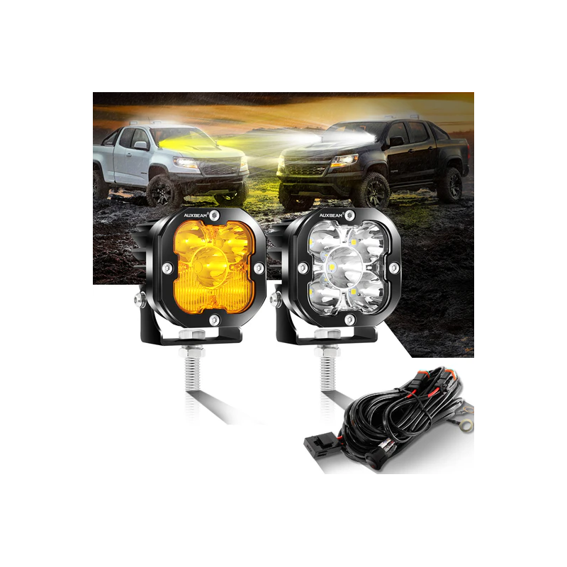 Auxbeam 5inch 168W 16440LM Combo Beam Square LED lights with amber light