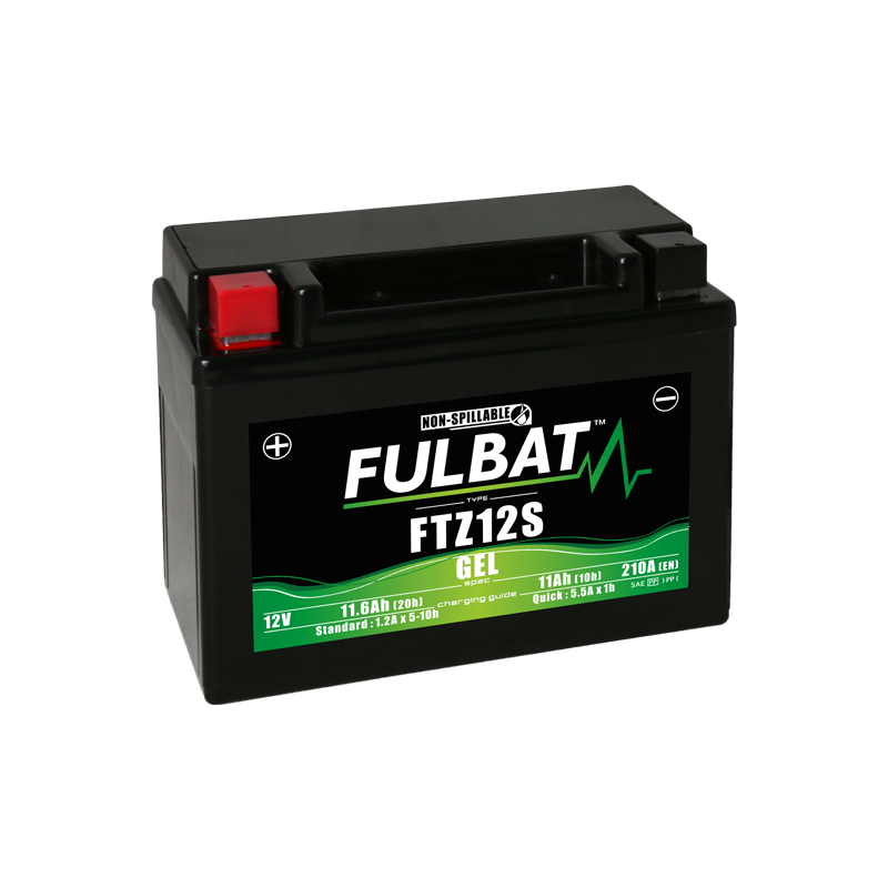 Fulbat battery  FTZ12S GEL  12Volt  Capacity:11Ah  CCA:210Amp  L:150 W:88 H:110   P/N:550637  Polarity: + / -