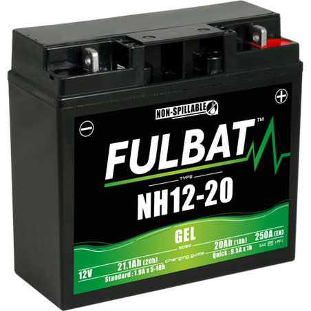 Fulbat battery  NH12-20 GEL (BMW)  12Volt  Capacity:20Ah  CCA:235Amp  L:186 W:82 H:171   P/N:550917  Polarity: - / +