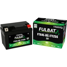 Fulbat battery  FTX4L-BS / FTZ5S GEL (High Capacity)  12Volt  Capacity:5Ah  CCA:70Amp  L:113 W:70 H:85   P/N:550671  Polarity: -