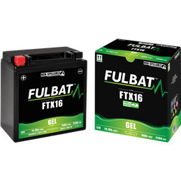 Fulbat battery  FTX16 GEL  12Volt  Capacity:14Ah  CCA:230Amp  L:150 W:87 H:161   P/N:550763  Polarity: + / -