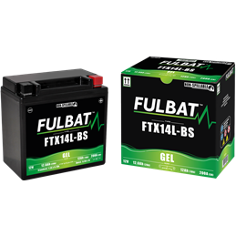 Fulbat battery  FTX14L-BS GEL  12Volt  Capacity:12Ah  CCA:200Amp  L:150 W:87 H:145   P/N:550990  Polarity: - / +