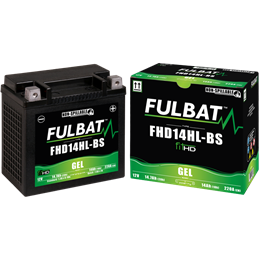 Fulbat battery  FHD14HL-BS GEL (Harley.D)  12Volt  Capacity:14Ah  CCA:220Amp  L:150 W:87 H:145   P/N:550880  Polarity: - / +