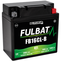 Fulbat battery  FB16CL-B GEL  12Volt  Capacity:19Ah  CCA:240Amp  L:175 W:100 H:175   P/N:550979  Polarity: - / +