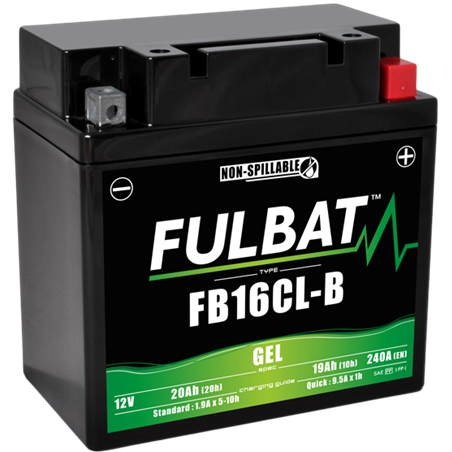 Fulbat battery  FB16CL-B GEL  12Volt  Capacity:19Ah  CCA:240Amp  L:175 W:100 H:175   P/N:550979  Polarity: - / +