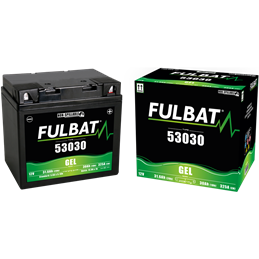 Fulbat battery  53030 GEL (F60-N30L-A)  12Volt  Capacity:30Ah  CCA:300Amp  L:184 W:124 H:170   P/N:550945  Polarity: - / +