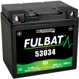 Fulbat battery  53034 GEL  12Volt  Capacity:30Ah  CCA:300Amp  L:184 W:124 H:170   P/N:550843  Polarity: + / -